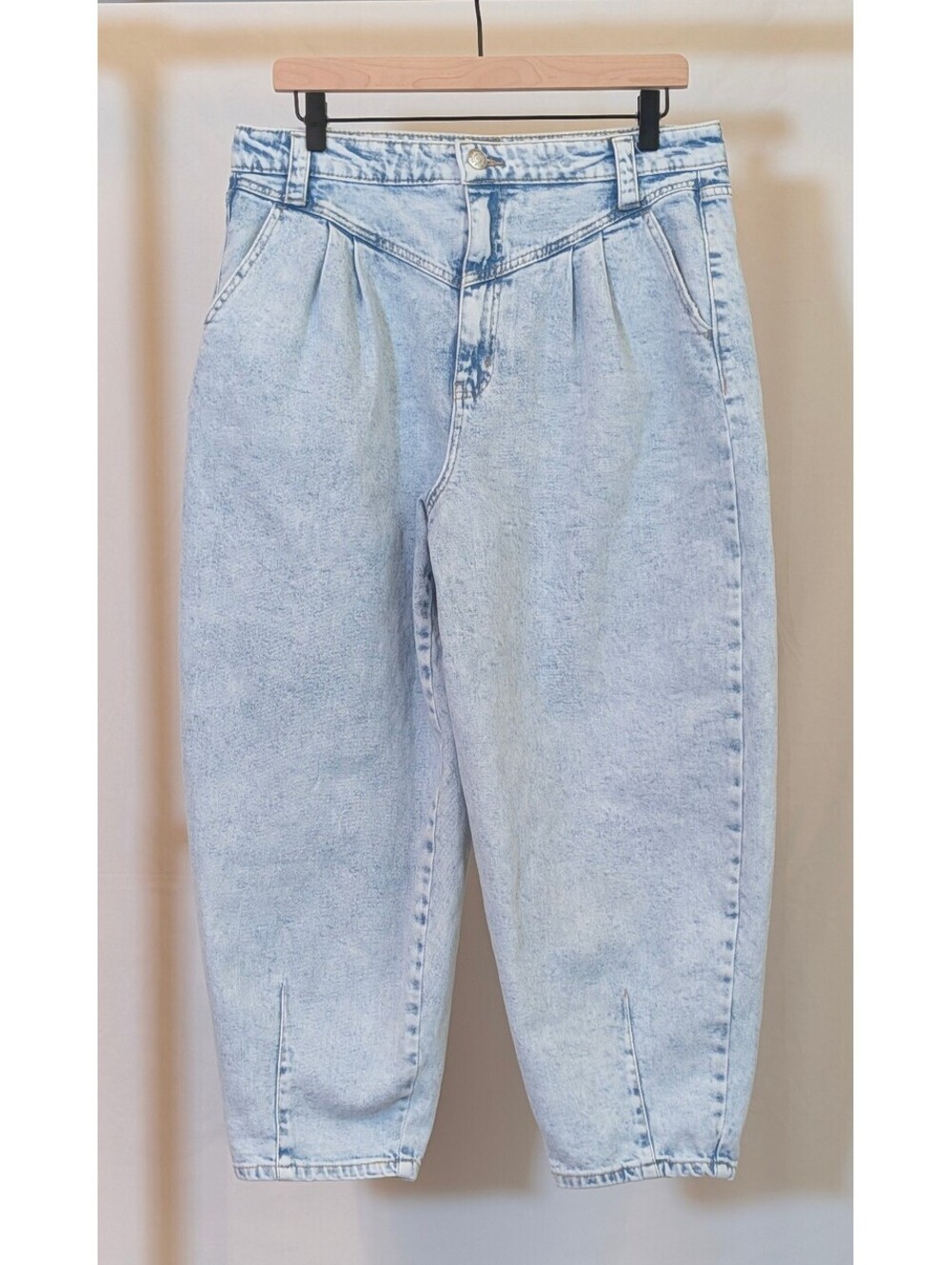 Wild Fable Womens Acid Wash High Rise Balloon Jeans Baggy Crop 80s Size 12